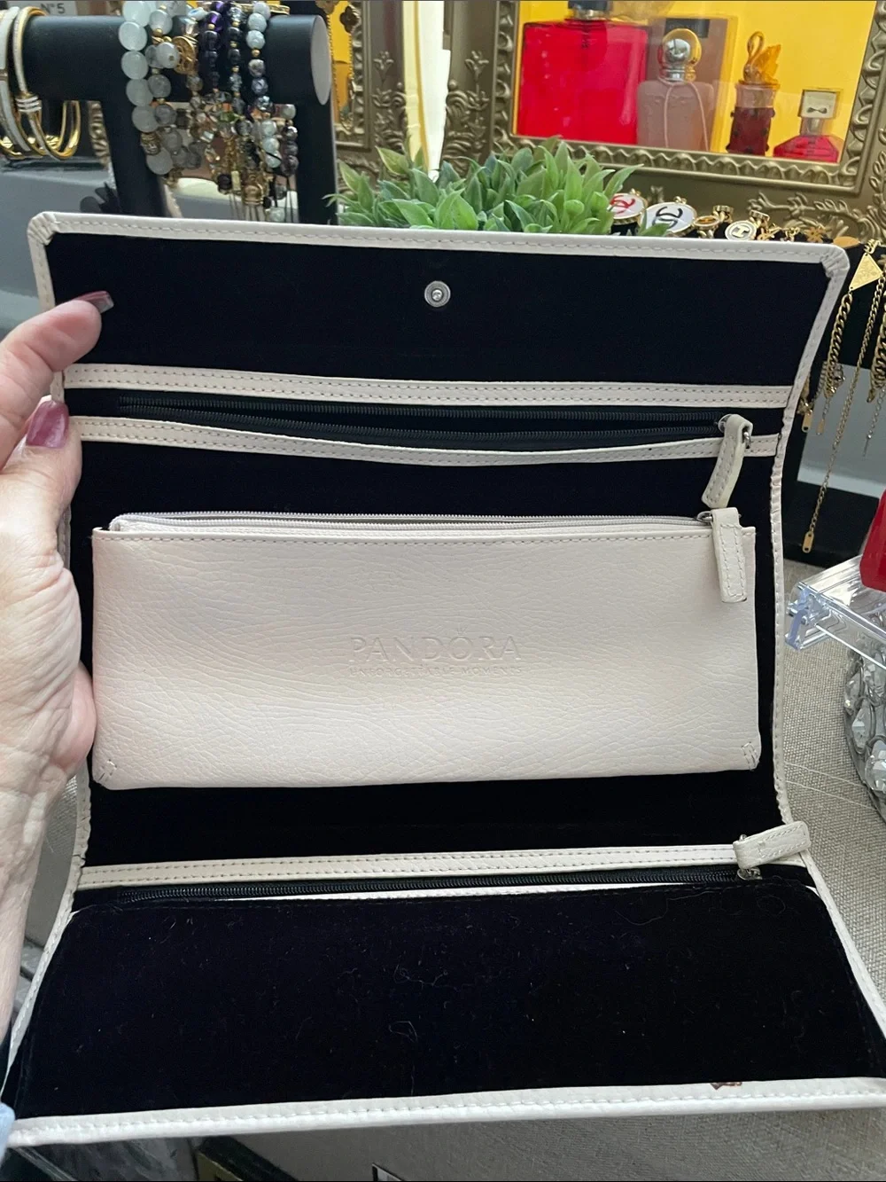 Pandora Soft Beige Leather Clutch Wallet